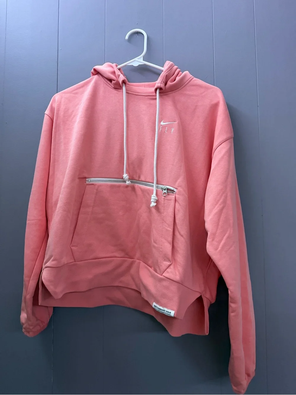Nike Coral Pink Dri-FIT Hoodie with White Drawstrings size small but oversized